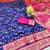 blue zari woven banarasi silk blend traditional saree with blouse piece