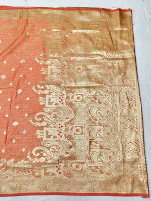 pink zari woven banarasi satin silk blend traditional saree with blouse piece 2