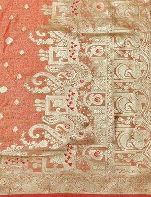 pink zari woven banarasi satin silk blend traditional saree with blouse piece 3