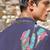 Navy blue embroidered silk blend bandhgala set