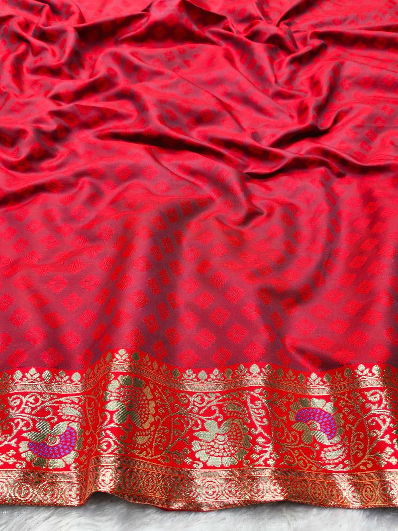 light blue zari woven banarasi silk blend traditional saree with blouse piece