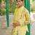 Yellow embroidered silk blend kurta jacket set