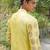 Yellow embroidered silk blend kurta jacket set