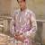 Off white pink embroidered silk blend kurta set