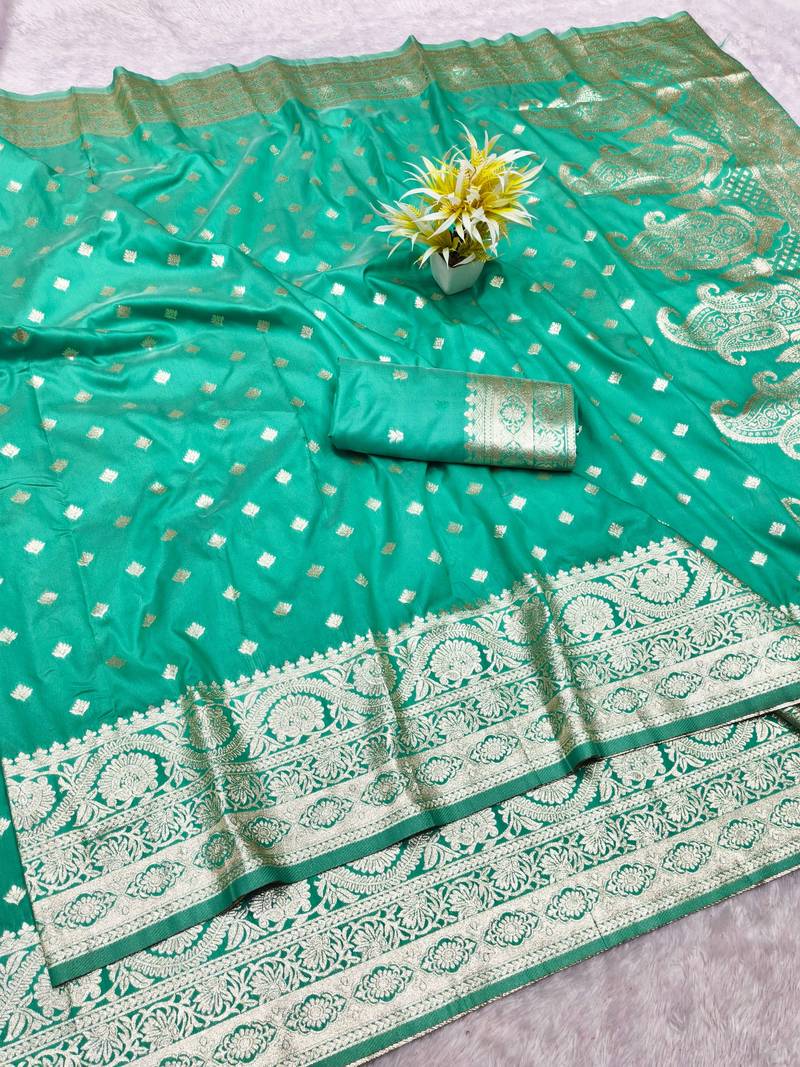 blue zari woven banarasi silk blend traditional saree with blouse piece