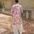 Off white pink embroidered silk blend kurta set