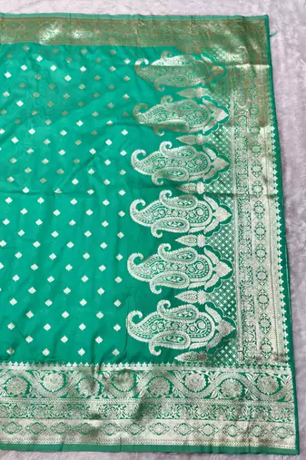 blue zari woven banarasi silk blend traditional saree with blouse piece