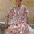 Off white pink embroidered silk blend kurta set