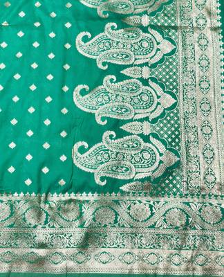 blue zari woven banarasi silk blend traditional saree with blouse piece 5
