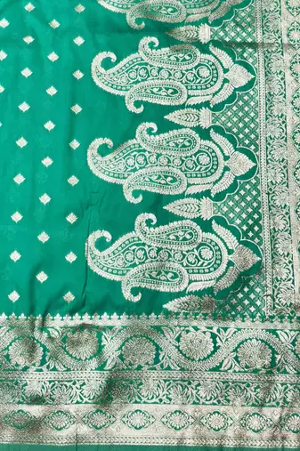 blue zari woven banarasi silk blend traditional saree with blouse piece