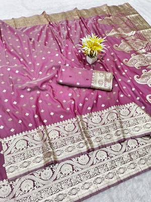 wine zari woven banarasi silk blend traditional saree with blouse piece 1