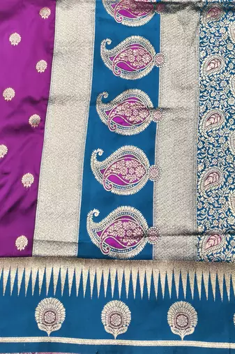 purple zari woven banarasi silk blend traditional saree with blouse piece