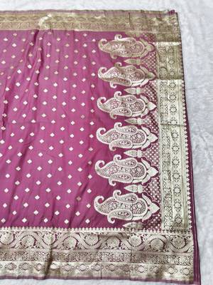 wine zari woven banarasi silk blend traditional saree with blouse piece 2