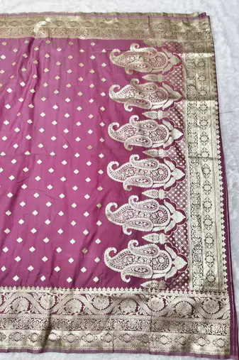 wine zari woven banarasi silk blend traditional saree with blouse piece
