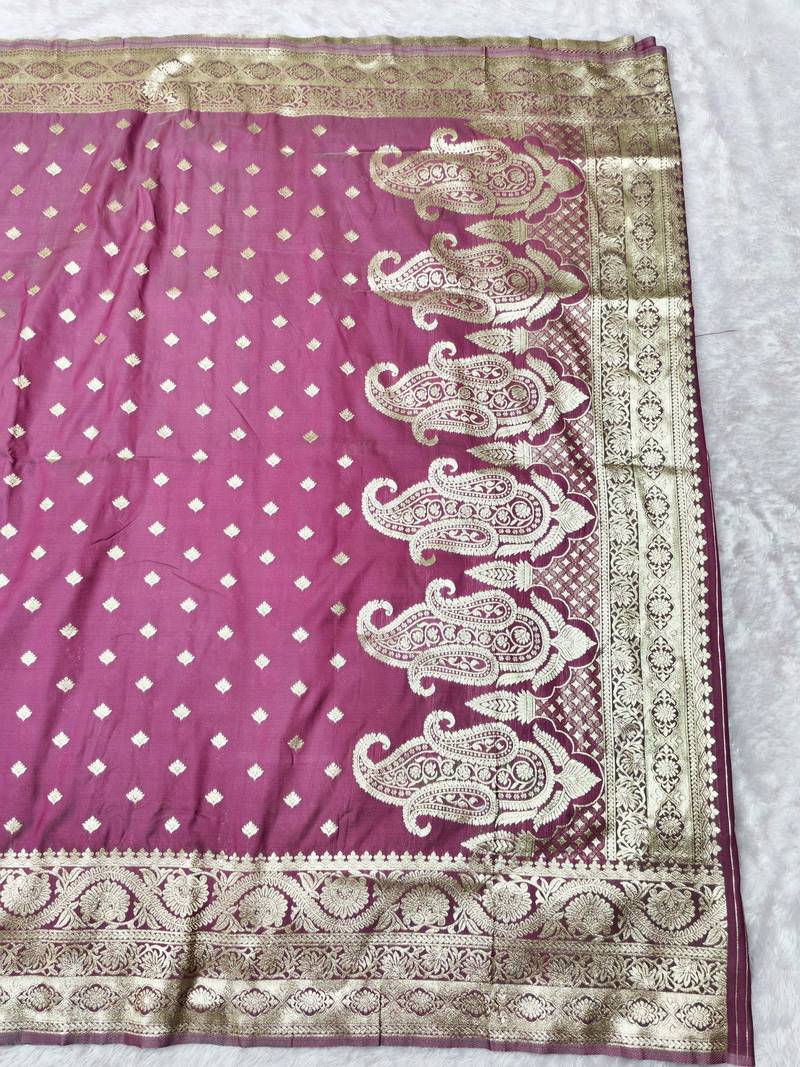 wine zari woven banarasi silk blend traditional saree with blouse piece
