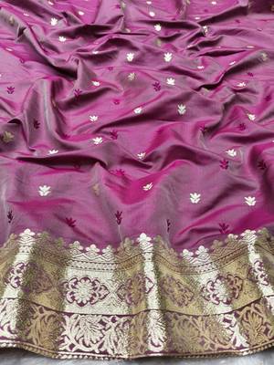 wine zari woven banarasi silk blend traditional saree with blouse piece 4