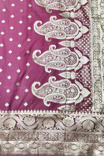 wine zari woven banarasi silk blend traditional saree with blouse piece