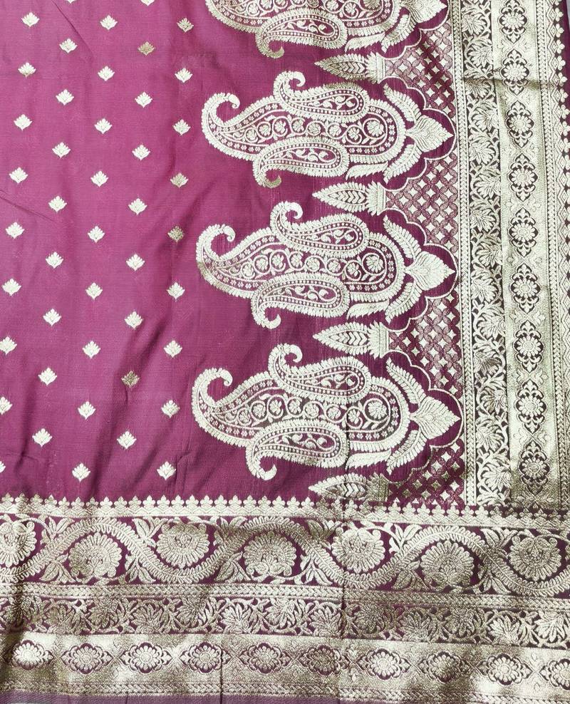 wine zari woven banarasi silk blend traditional saree with blouse piece