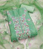 sea green embroidered glaze cotton unstitched dress material 