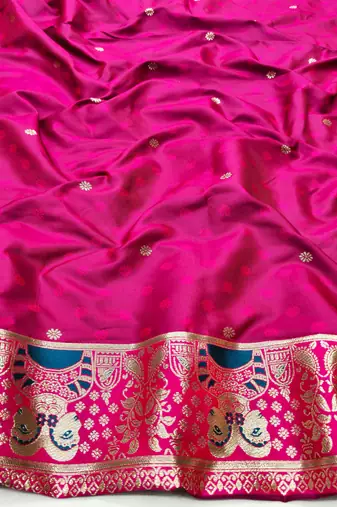 purpel zari woven baluchari silk blend traditional saree with blouse piece