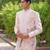 Blush pink embroidered silk blend jacket set