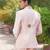 Blush pink embroidered silk blend jacket set