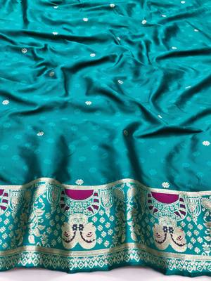 purpel zari woven baluchari silk blend traditional saree with blouse piece 4