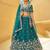 Women's Teal Blue Tissue Mirror sequince Embroidered Lehenga Choli with Dupatta