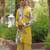 Mustard yellow embroidered satin kurta set