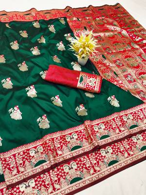 purpel zari woven baluchari silk blend traditional saree with blouse piece 1