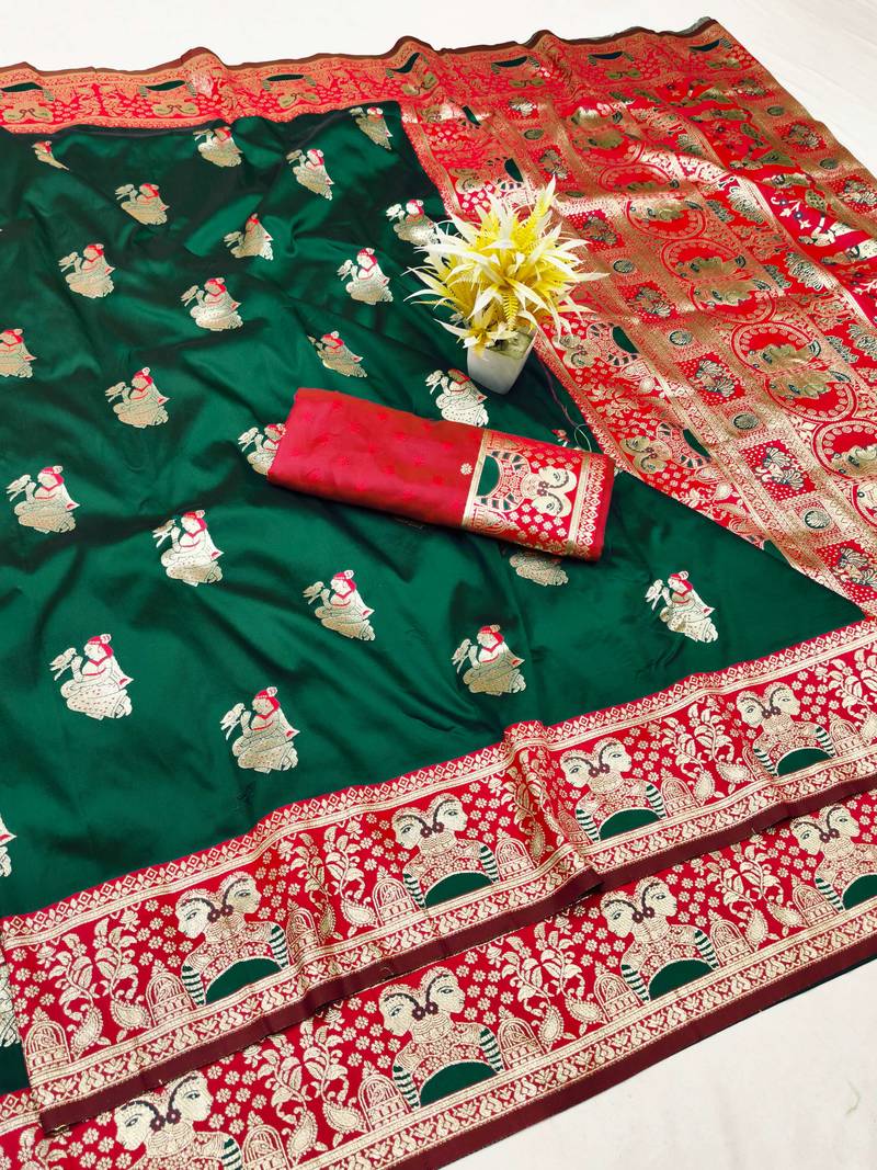 purpel zari woven baluchari silk blend traditional saree with blouse piece