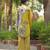 Mustard yellow embroidered satin kurta set