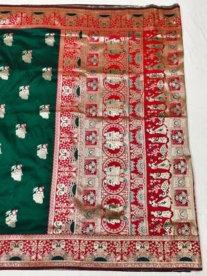 purpel zari woven baluchari silk blend traditional saree with blouse piece 2
