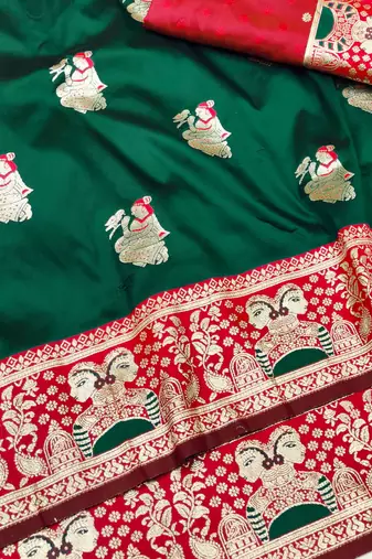 purpel zari woven baluchari silk blend traditional saree with blouse piece