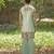 Mint green embroidered cotton silk kurta jacket set
