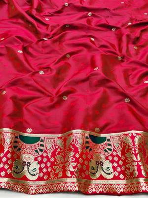 purpel zari woven baluchari silk blend traditional saree with blouse piece 4