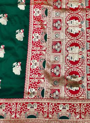 purpel zari woven baluchari silk blend traditional saree with blouse piece 5
