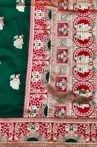 purpel zari woven baluchari silk blend traditional saree with blouse piece