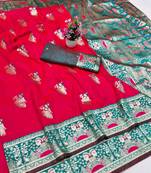 purpel zari woven baluchari silk blend traditional saree with blouse piece
