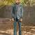 Forest green embroidered silk blend tuxedo set
