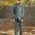 Forest green embroidered silk blend tuxedo set
