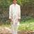 White embroidered chanderi silk kurta set