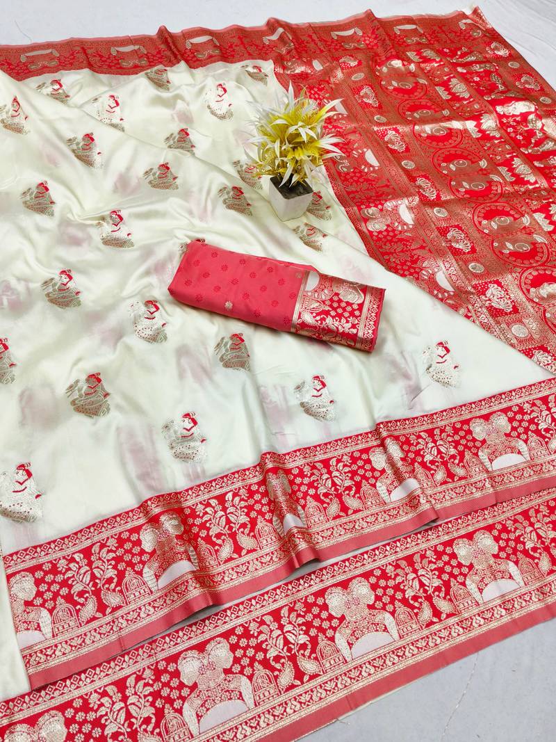 purpel zari woven baluchari silk blend traditional saree with blouse piece