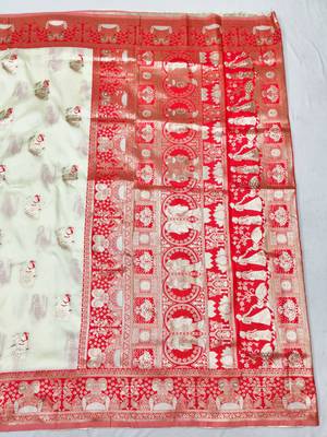 purpel zari woven baluchari silk blend traditional saree with blouse piece 2