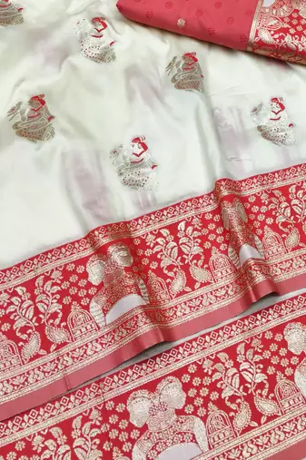 purpel zari woven baluchari silk blend traditional saree with blouse piece