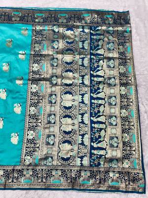 purpel zari woven baluchari silk blend traditional saree with blouse piece 2