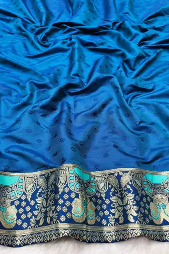 purpel zari woven baluchari silk blend traditional saree with blouse piece