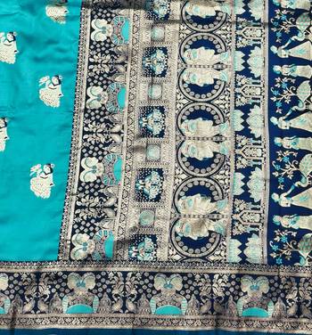 purpel zari woven baluchari silk blend traditional saree with blouse piece 5