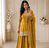 yellow color embroidery sequin work silk blend kurti sharara set