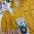 yellow color embroidery sequin work silk blend kurti sharara set